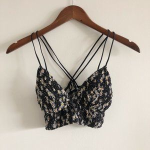 PINK Victoria's Secret Black Floral Daisy Bralette